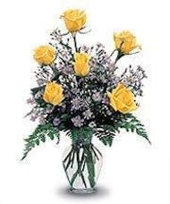 6 Yellow Roses Vased
